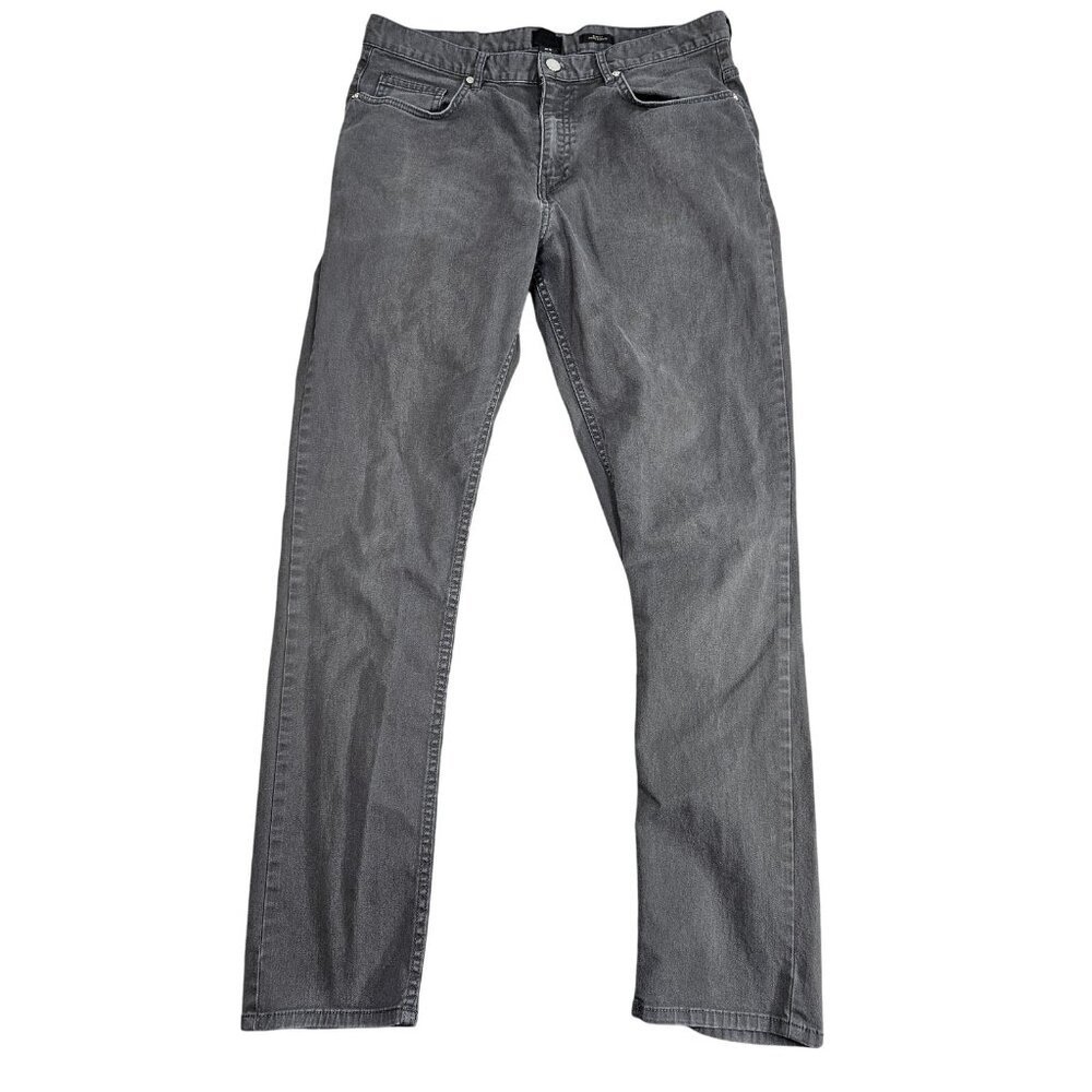 H&M Slim Fit Jeans Womens 33 Gray Charcoal Wash Stretch Denim Pants Straight Leg